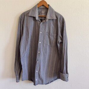 Bugatchi Uomo Shaped Fit Shirt Black White Check Long Sleeve Mens Med?